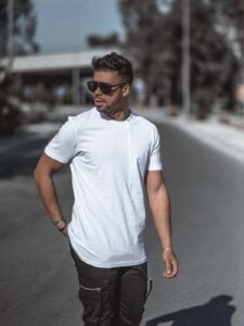 T-shirt ανδρικό σε άσπρο με τύπωμα 10-444