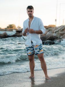 Ανδρικό Μαγιό Σορτς 70-60 Λευκό-μπλε