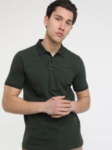 Κοντομάνικo πόλο ανδρικό σε σκούρο πράσινo 10-604