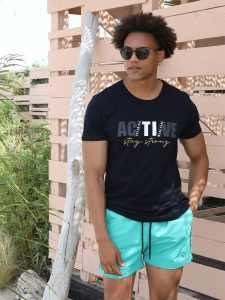 Ανδρικό Βαμβακερό Κοντομάνικο T-shirt 10-647 Μπλε Σκούρο