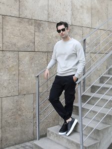 Ανδρική Λεπτή Μπλούζα Φούτερ 10-652 Γκρι