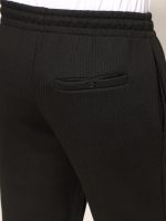 Ανδρικό Ριγέ Φορμοπαντέλονο Με λάστιχο & Κορδόνι 50-102 Μαύρο - Image 4