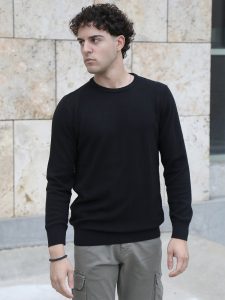 Ανδρική Μπλούζα Με Λεπτή Πλέξη 10-661 Μαύρο
