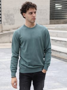 Ανδρική Λεπτή Πλεκτή Μπλούζα 10-668 Πετρόλ
