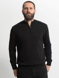 Ανδρική Μπλούζα Πλεκτή Με Φερμουάρ 10-665 Μαύρο