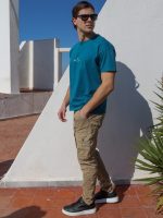 Βαμβακερό Oversize Κοντομάνικο T-shirt Louis 207031 Πετρόλ - Image 2