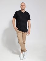 Βαμβακερό T-shirt Με Ιδιαίτερη Πλέξη Roan 207017 Μαύρο - Image 4