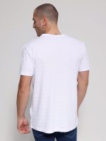 Βαμβακερό T-shirt Με Ιδιαίτερη Πλέξη Roan 207017 Λευκό - Image 4