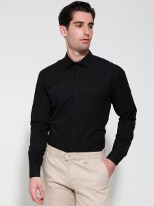 Ανδρικό Πουκάμισο TAILOR-FIT Oliano 33-8160 Μαύρο Φαρδιά γραμμή