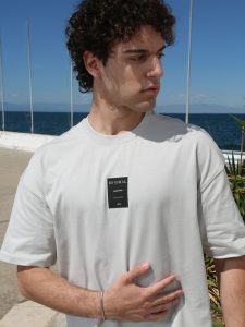 Ανδρικό Βαμβακερό Oversized Κοντομάνικο T-shirt 10-709 Ανοιχτό Γκρι