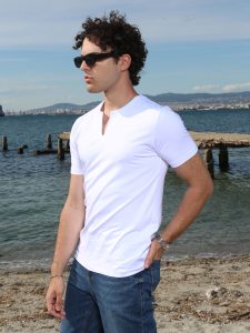 Ανδρικό Βαμβακερό Κοντομάνικο T-shirt 10-703 Λευκό