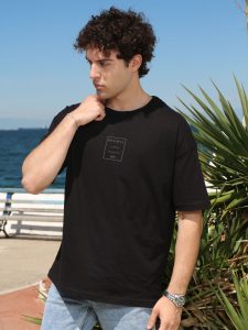 Ανδρικό Oversized Κοντομάνικο T-shirt 10-714 Μαύρο