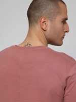 Oversized Κοντομάνικο T-shirt Με V Λαιμό 10-712 Dusty Pink - Image 4