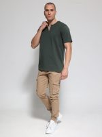 Ανδρικό Βαμβακερό Κοντομάνικο T-shirt 10-704 Χακί - Image 3