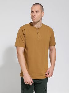 Κοντομάνικο Μπλουζάκι Με Κουμπάκια 10-701 Μουσταρδί - Μεγάλα Νούμερα