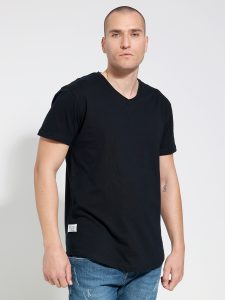 Oversized Κοντομάνικο T-shirt Με V Λαιμό 10-710 Μαύρο