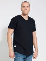 Oversized Κοντομάνικο T-shirt Με V Λαιμό 10-710 Μαύρο