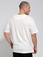 Ανδρικό Βαμβακερό Oversized Κοντομάνικο T-shirt 10-708 Εκρού - Image 4