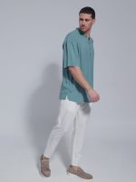 Κοντομάνικη Πουκαμίσα Με Μάο Γιακά Bahamas 33-7432 Μέντα - Image 4