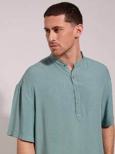 Κοντομάνικη Πουκαμίσα Με Μάο Γιακά Bahamas 33-7432 Μέντα