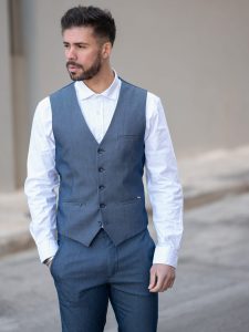 Ανδρικό Υφασμάτινο Γιλέκο LOUIS 9597 Μπλε