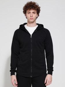 Βαμβακερή Ζακέτα Με Κουκούλα Chicago 33-2670 Μαύρο