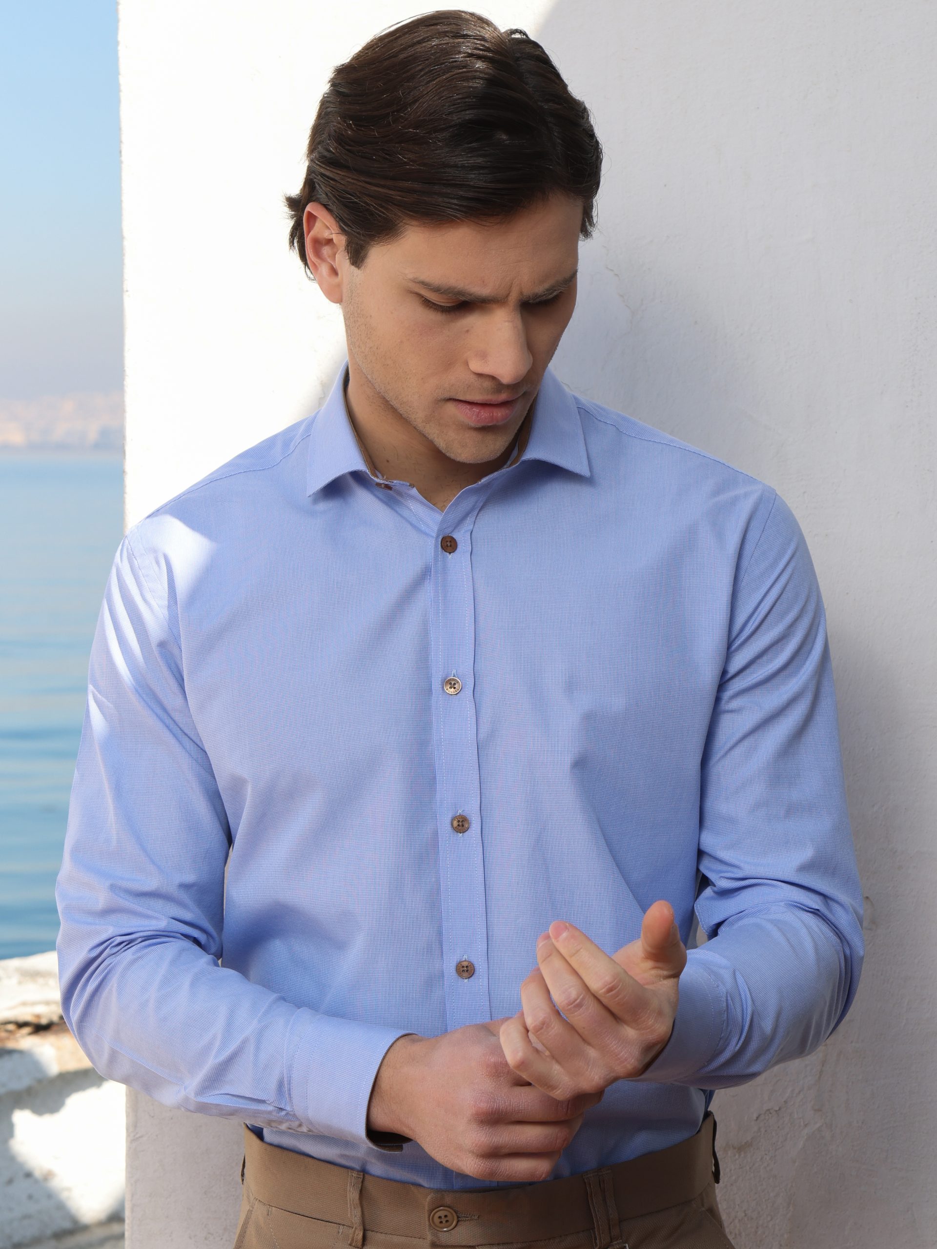 1X9A6512 Ανδρικό Πουκάμισο TAILOR-FIT Sincero 33-8161 light blue Φαρδιά γραμμή - Image 1