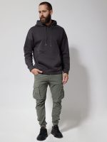 Oversize Ανδρική Μπλούζα Με Κουκούλα & Τσέπες 10-722 Γκρι - Image 2