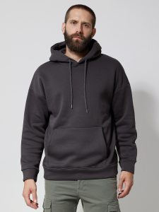 Oversize Ανδρική Μπλούζα Με Κουκούλα & Τσέπες 10-722 Γκρι