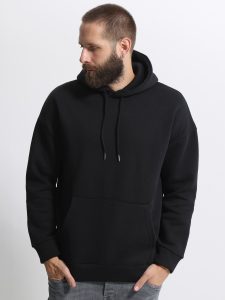 Oversize Ανδρική Μπλούζα Με Κουκούλα & Τσέπες 10-721 Μαύρο