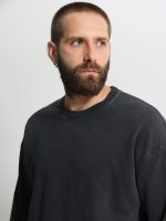 Oversize Ανδρική Μπλούζα Πετροπλυμένη 10-727 Μαύρο - Image 2