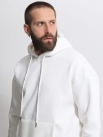Oversize Ανδρική Μπλούζα Με Κουκούλα & Τσέπες 10-723 Λευκό - Image 3