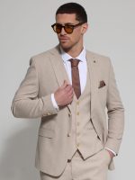 Λινό Κοστούμι Με Γιλέκο RENZO 2018 Μπεζ - Image 6