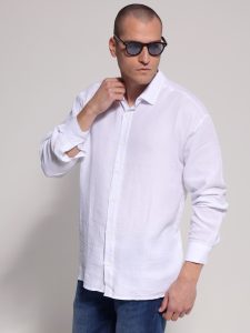 Ανδρικό Λινό Πουκάμισο 80-207 Λευκό