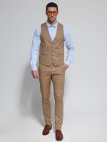 Ανδρικό Γιλέκο Με Κουμπάκια DOMENICO 9422 Καμηλό - Image 3