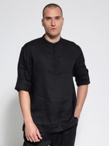Λινή Ανδρική Πουκαμίσα BALI 7511 Μαύρο