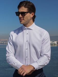 Ανδρικό Πουκάμισο Slim-fit BRUNO 33-7450 Λευκό