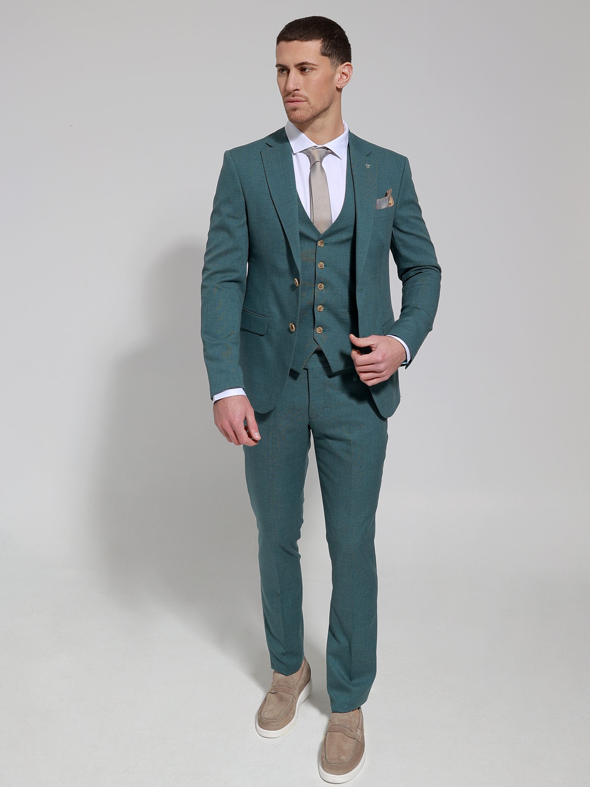 4S0A1226 Ανδρικό Κοστούμι Με Γιλέκο BENITO 33-1619 Πράσινο - Image 1