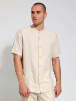 Λινό Πουκάμισο Κοντομάνικο BALI-2 6611 Μπεζ - Image 3