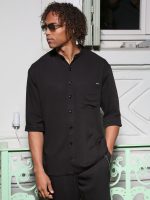 Πουκάμισο Μανίκι 3/4 Slim-fit VITO 250-956 Μαύρο - Image 3