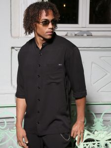 Πουκάμισο Μανίκι 3/4 Slim-fit VITO 250-956 Μαύρο