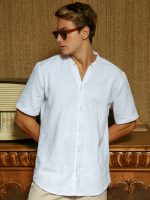 Λινό Κοντομάνικο Πουκάμισο Slim-fit SONNY 33-7506 Λευκό - Image 4