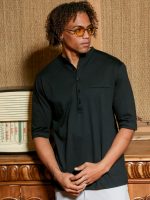 Ανδρικό T-shirt Με Κουμπάκια LUCA 270-221 Μαύρο - Image 3