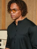 Ανδρικό T-shirt Με Κουμπάκια LUCA 270-221 Μαύρο - Image 4