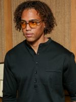 Ανδρικό T-shirt Με Κουμπάκια LUCA 270-221 Μαύρο - Image 2