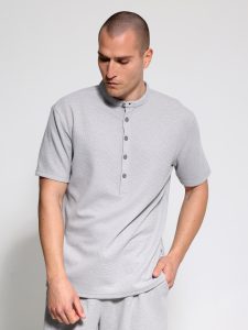 Ανδρικό T-Shirt Με Κουμπάκια ROMON 207084 Γκρι