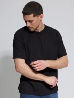 Ανδρικό Oversize T-Shirt Με Ιδιαίτερη Πλέξη OSCAR 207066 Μαύρο - Image 3