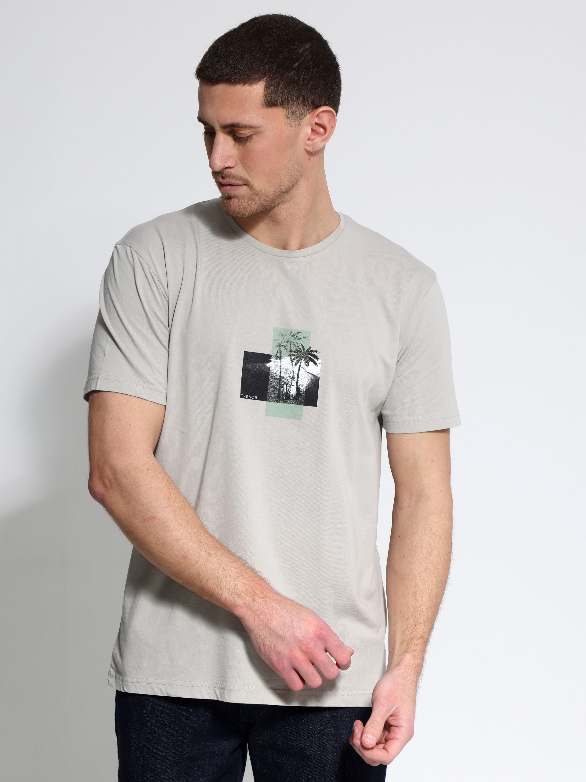 1X9A5942 Ανδρικό Βαμβακερό T-shirt DOROTEO 207078 Γκρι - Image 1