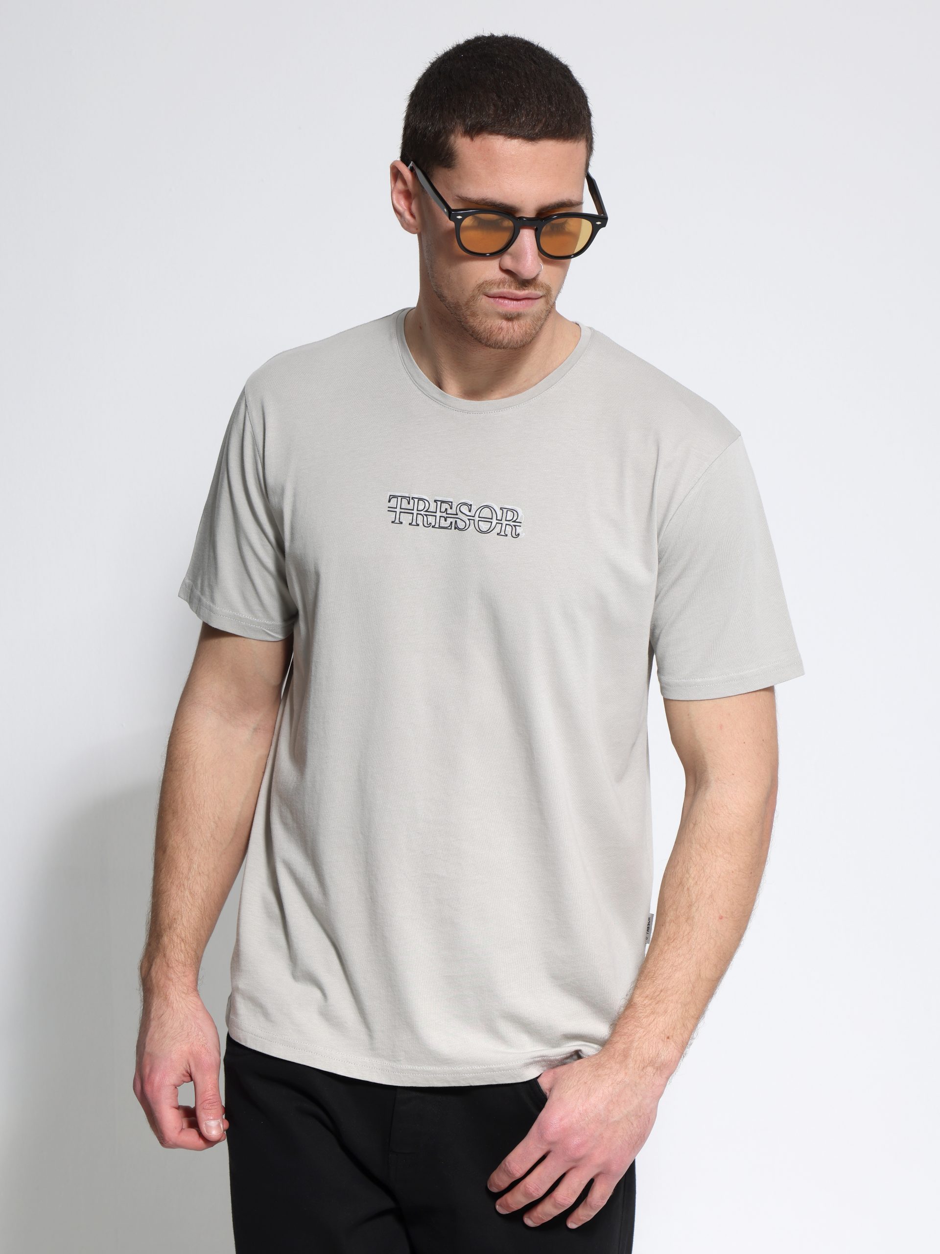 1X9A6235 Ανδρικό Βαμβακερό T-shirt FIGARO 33-207081 Γκρι - Image 1