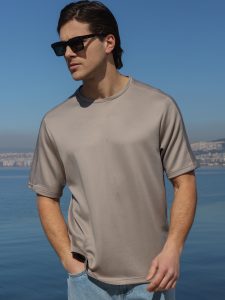 Κοντομάνικο Oversize Μπλουζάκι DIEGO 207068 Μόκα